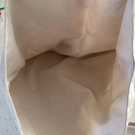Large Beige Lined Fabric Tote/Shopping Bag featuring Super Cute Fox Cub Print