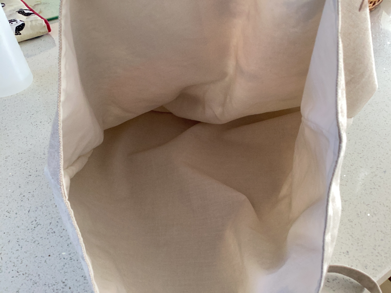 Large Beige Lined Fabric Tote/Shopping Bag featuring Super Cute Fox Cub Print
