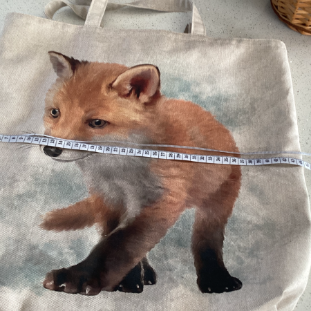 Large Beige Lined Fabric Tote/Shopping Bag featuring Super Cute Fox Cub Print
