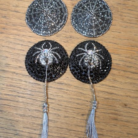 Handmade burlesque nipple tassels and pasties web and spider