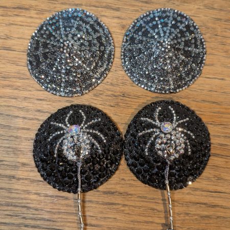 Handmade burlesque nipple tassels and pasties web and spider