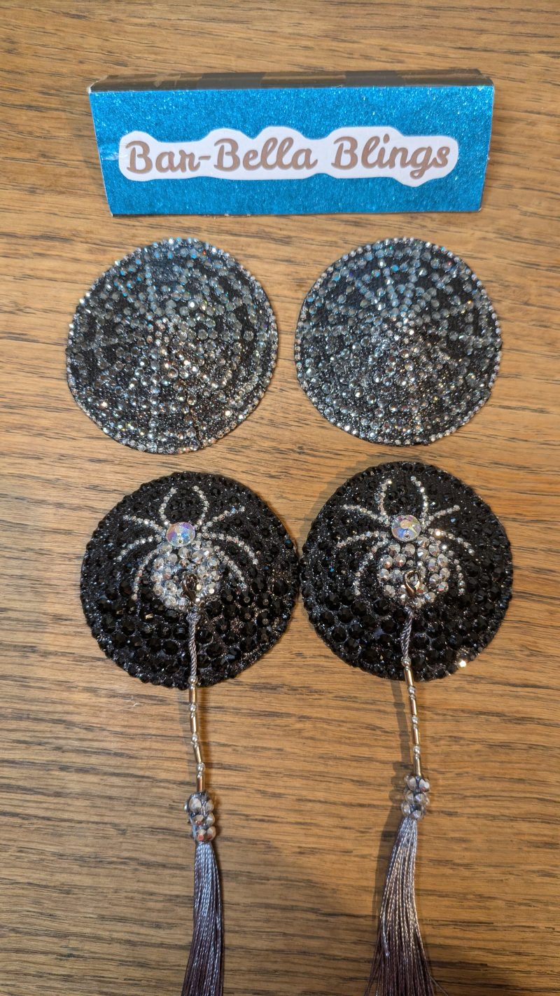 Handmade burlesque nipple tassels and pasties web and spider