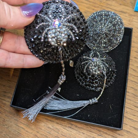 Handmade burlesque nipple tassels and pasties web and spider