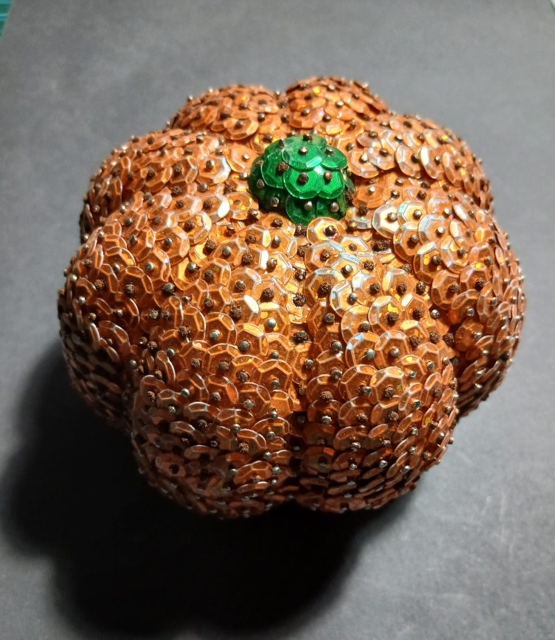 Hand-made pumpkin with sequins