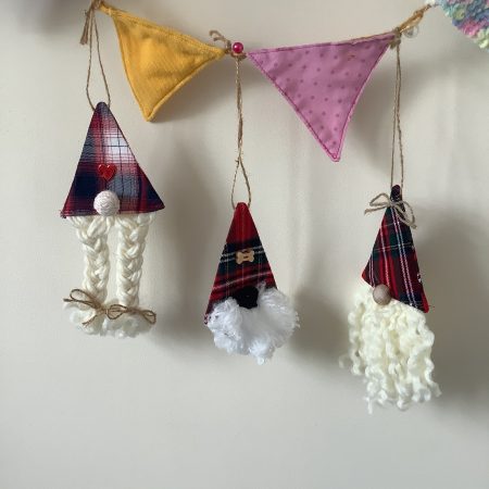 Hand made Gonk style hanging decoration x 3