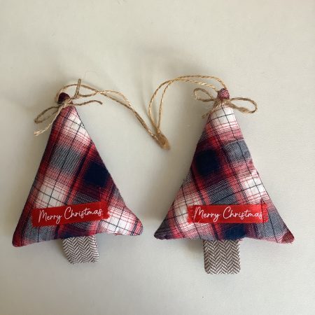 Hand made two pack Christmas tree hanging decorations