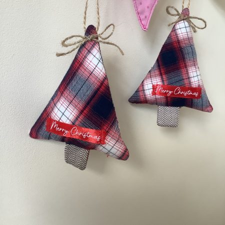 Hand made two pack Christmas tree hanging decorations
