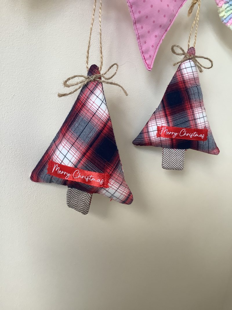 Hand made two pack Christmas tree hanging decorations