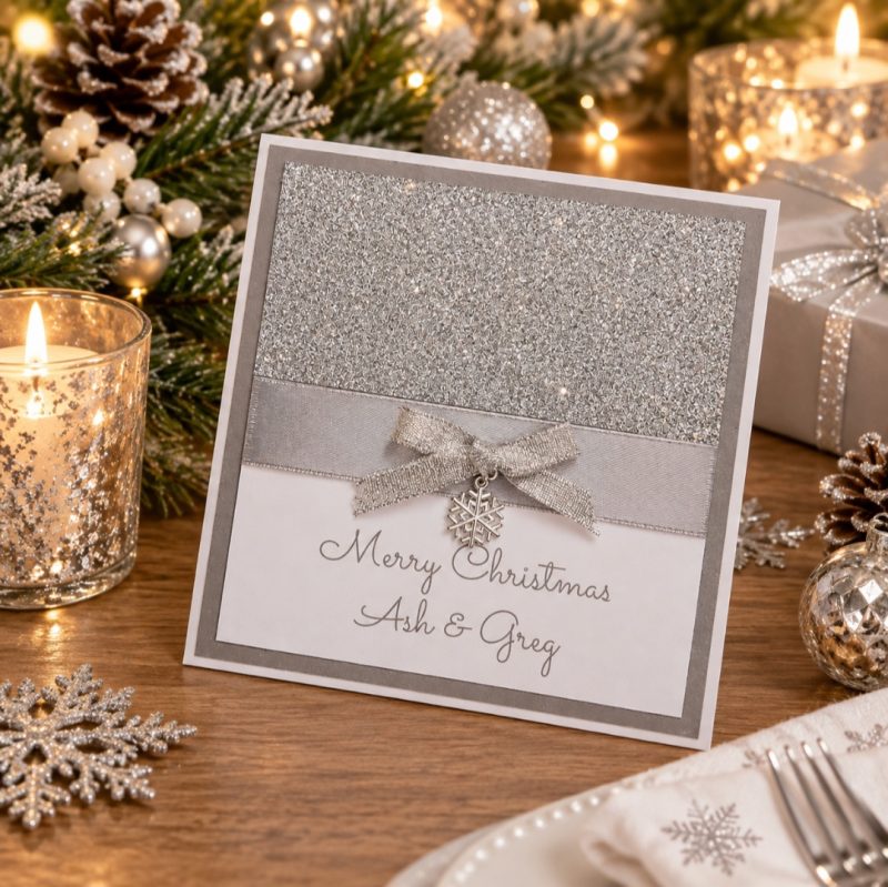 Handmade Personalised Christmas Card,Glitter Christmas Card,Bling Christmas Card