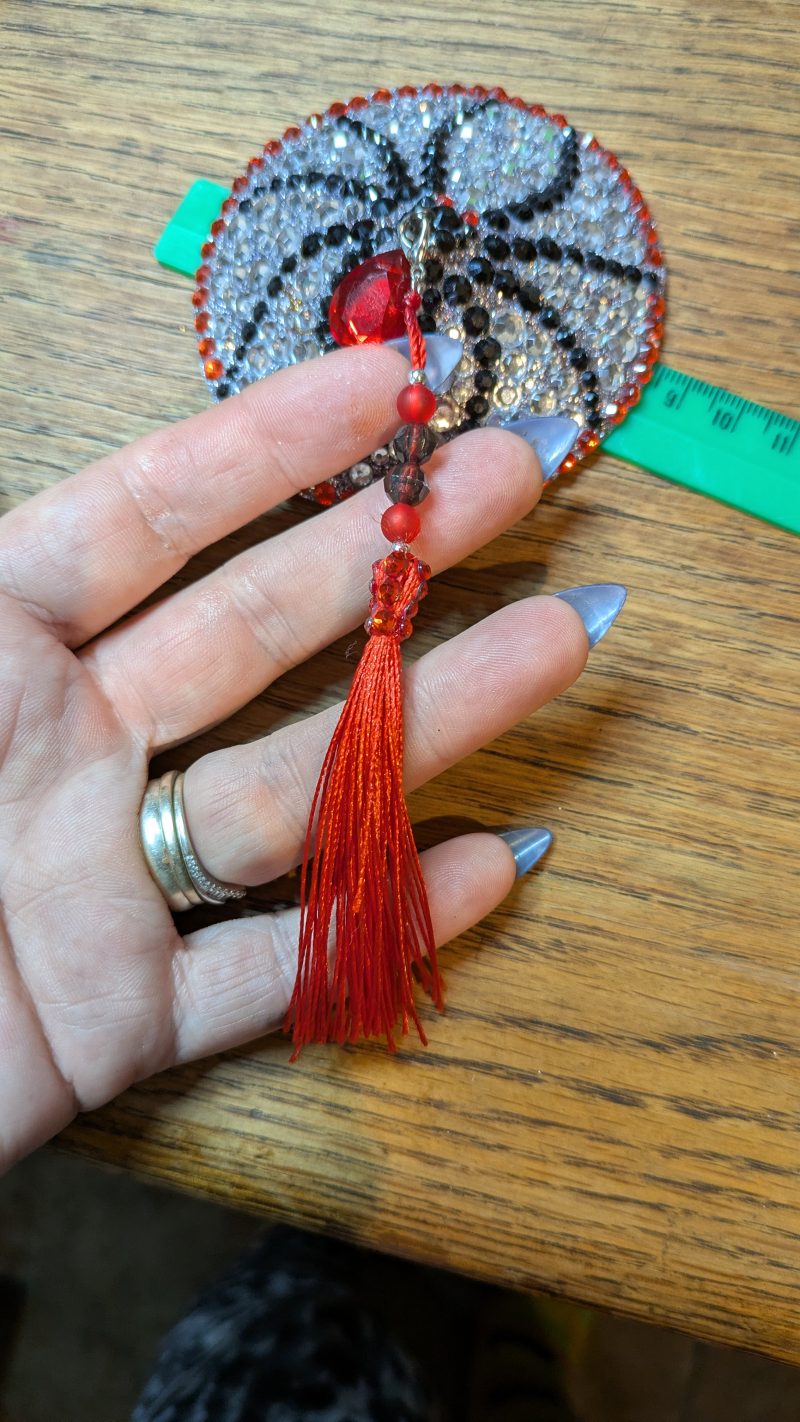 Handmade burlesque nipple tassels black and red spider