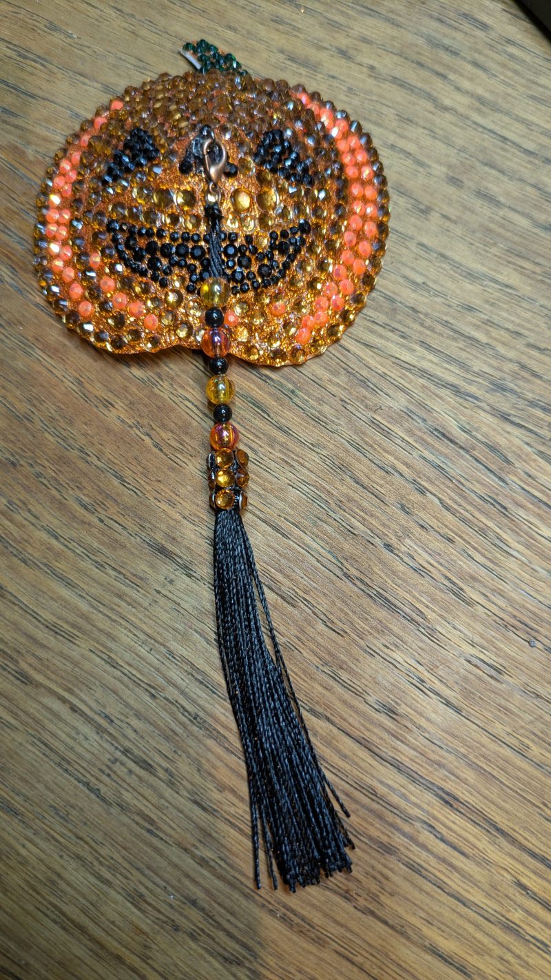 Handmade burlesque nipple tassels jack-o'-lantern pumpkin