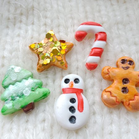 Handmade polymer clay festive pocket hugs