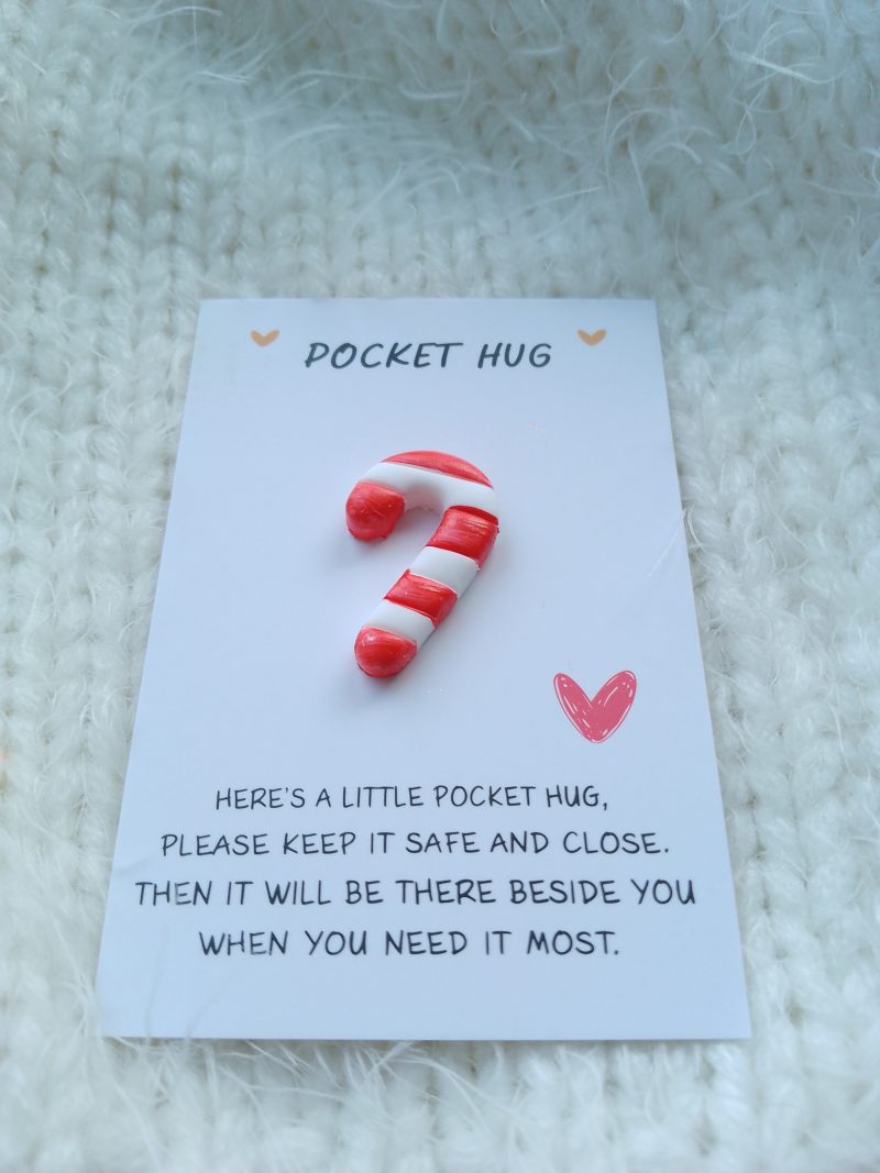Handmade polymer clay festive pocket hugs