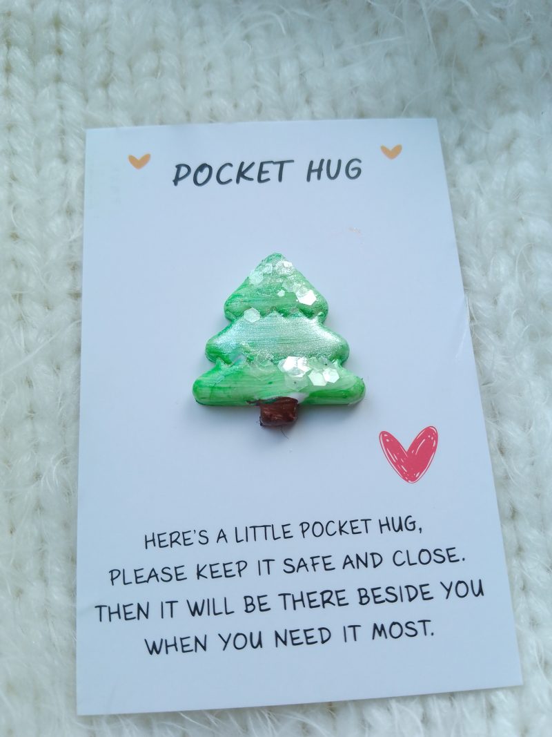 Handmade polymer clay festive pocket hugs