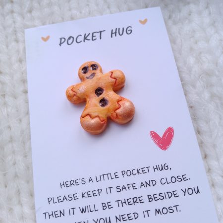 Handmade polymer clay festive pocket hugs
