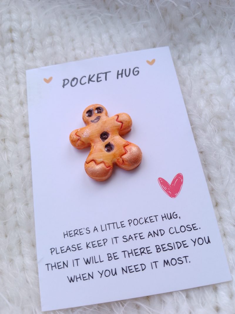 Handmade polymer clay festive pocket hugs