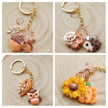 Handmade polymer clay autumnal inspired bagcharms/keychains