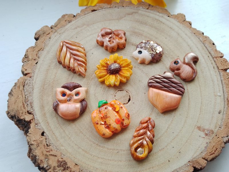 Handmade polymer clay autumnal inspired bagcharms/keychains