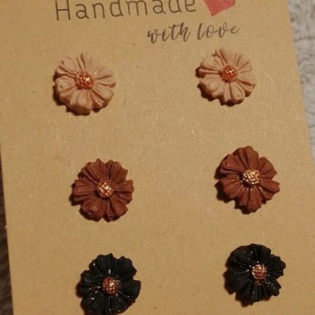 Mini flower stud earrings handmade polymer clay