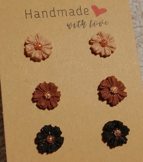 Mini flower stud earrings handmade polymer clay