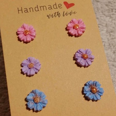 Mini flower stud earrings handmade polymer clay