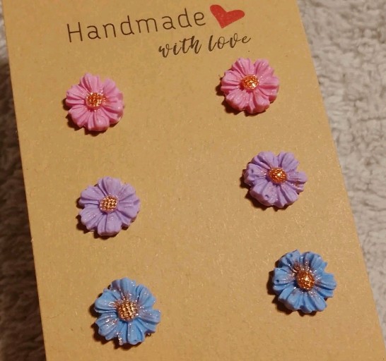 Mini flower stud earrings handmade polymer clay