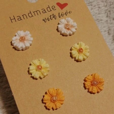 Mini flower stud earrings handmade polymer clay