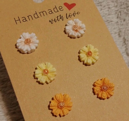 Mini flower stud earrings handmade polymer clay