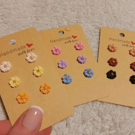 Mini flower stud earrings handmade polymer clay
