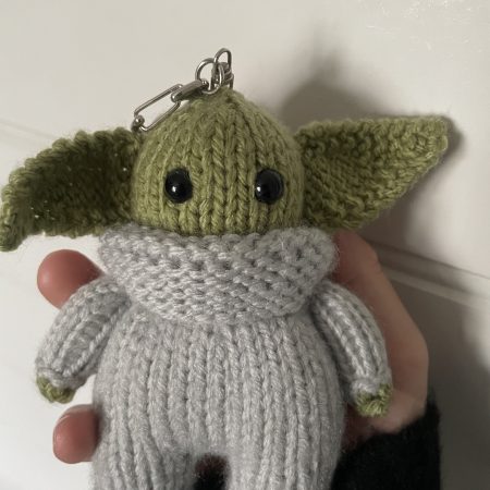 Knitted baby Yoda keychain
