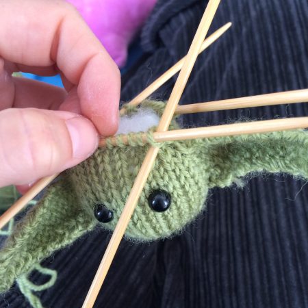 Knitted baby Yoda keychain