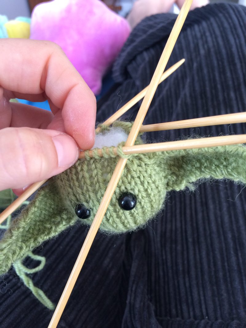 Knitted baby Yoda keychain