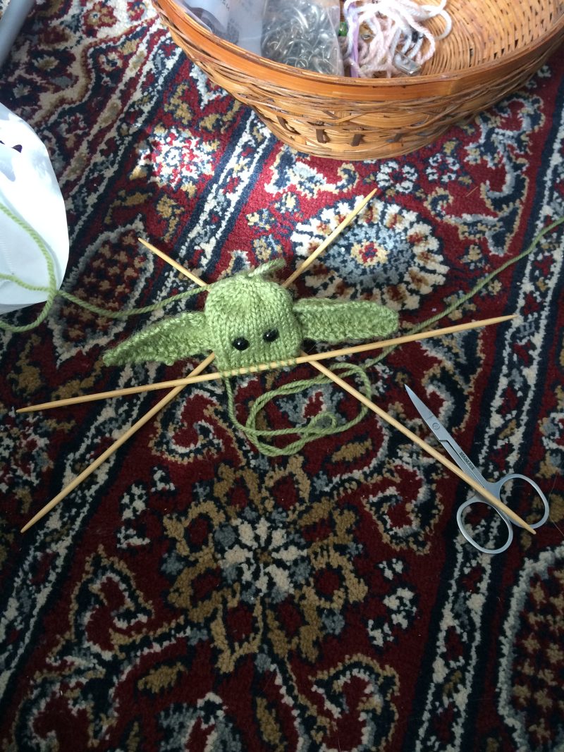 Knitted baby Yoda keychain