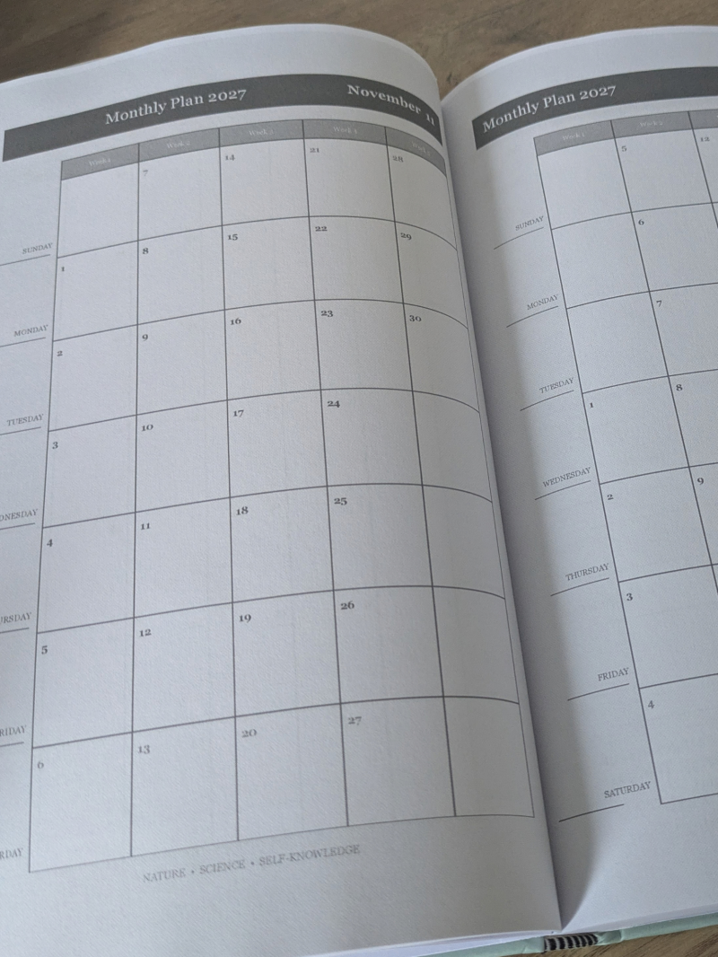 2027 Diary Planner Weekly/Monthly Skin, Cycles & Nature