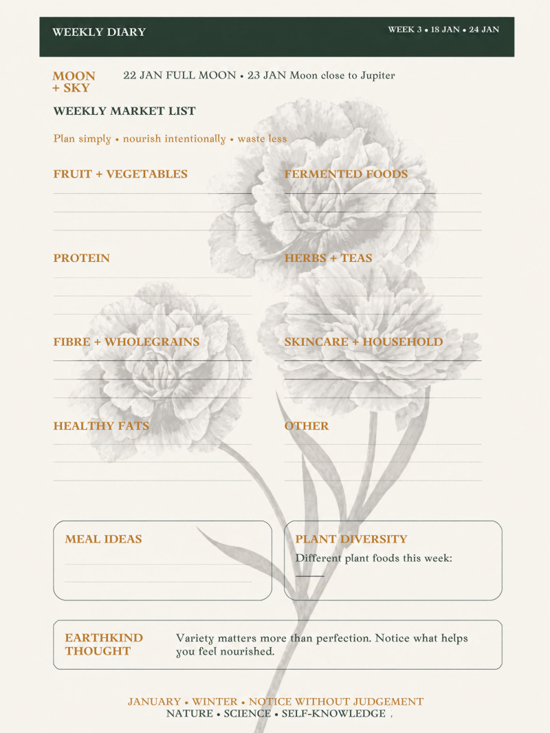 2027 Diary Planner Weekly/Monthly Skin, Cycles & Nature