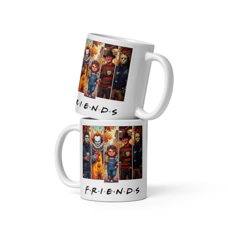 11oz White Ceramic Horror Friends Mug – Funny Slasher Style