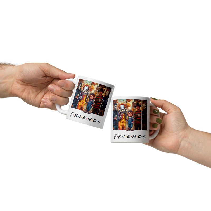 11oz White Ceramic Horror Friends Mug – Funny Slasher Style