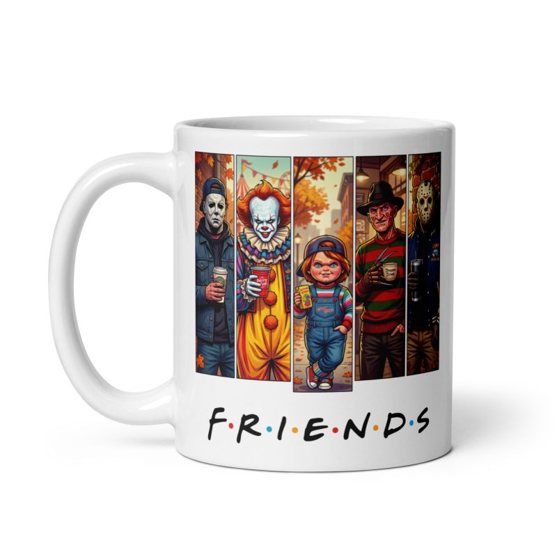 11oz White Ceramic Horror Friends Mug – Funny Slasher Style