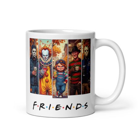 11oz White Ceramic Horror Friends Mug – Funny Slasher Style