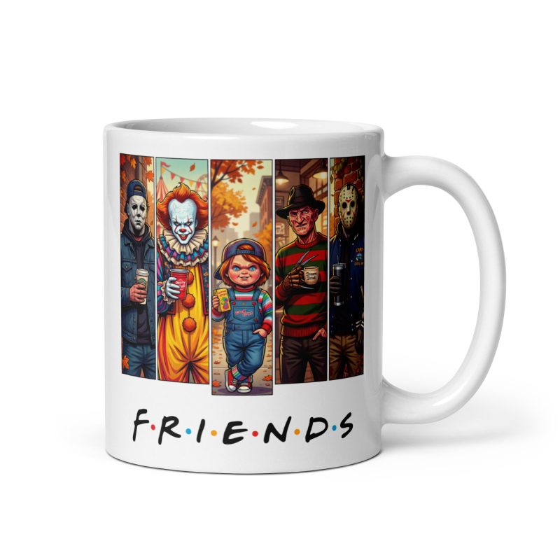 11oz White Ceramic Horror Friends Mug – Funny Slasher Style