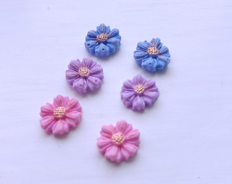 Mini flower stud earrings handmade polymer clay
