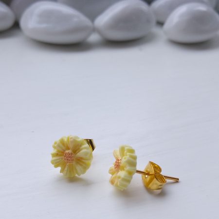 Mini flower stud earrings handmade polymer clay