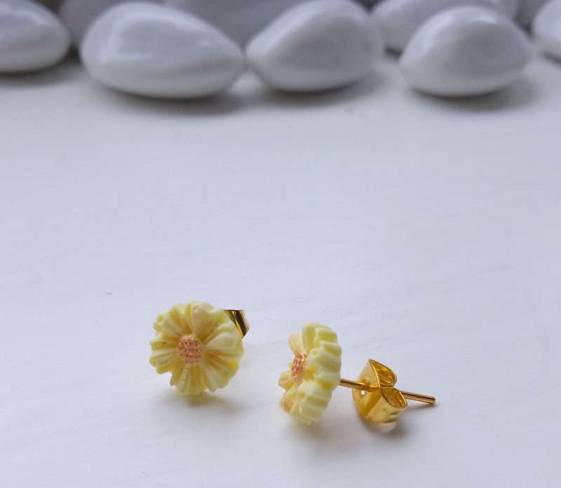 Mini flower stud earrings handmade polymer clay