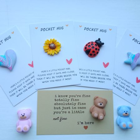 Handmade polymer clay pocket hugs