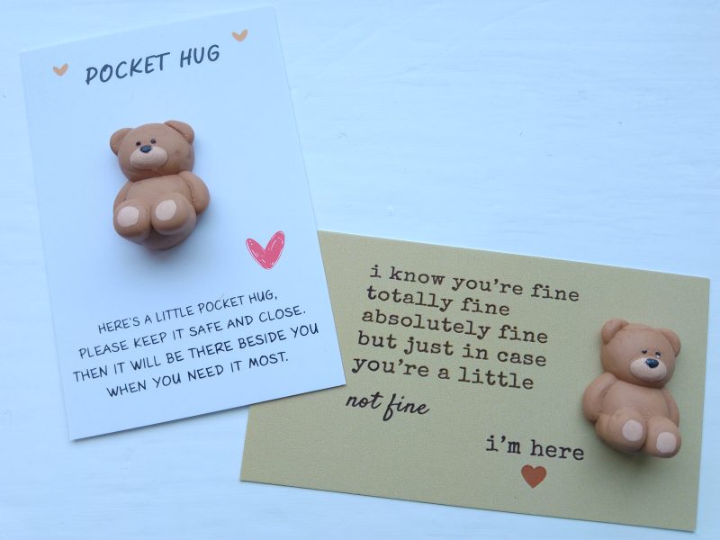 Handmade polymer clay pocket hugs