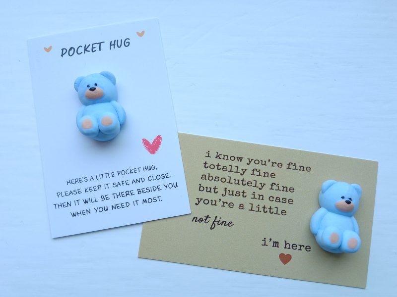 Handmade polymer clay pocket hugs