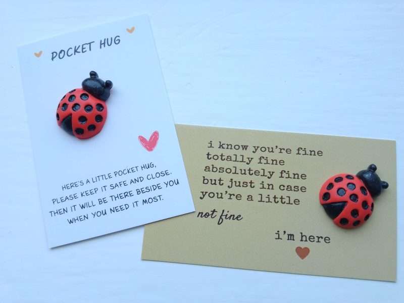 Handmade polymer clay pocket hugs