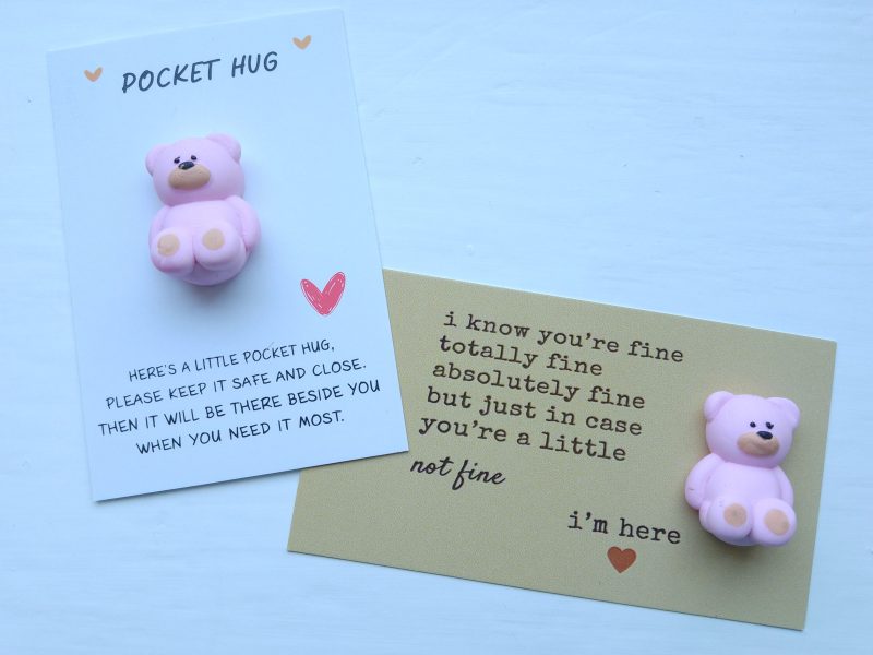 Handmade polymer clay pocket hugs