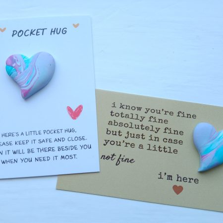 Handmade polymer clay pocket hugs