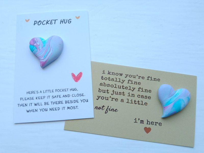 Handmade polymer clay pocket hugs